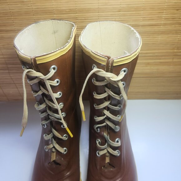 Vintage Miner Rubber Boots Hunting Boots Men's 8 Lace up Steel Arch - Picture 4 of 16